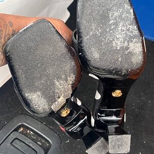 Versace Black Sandals with Gold Accents